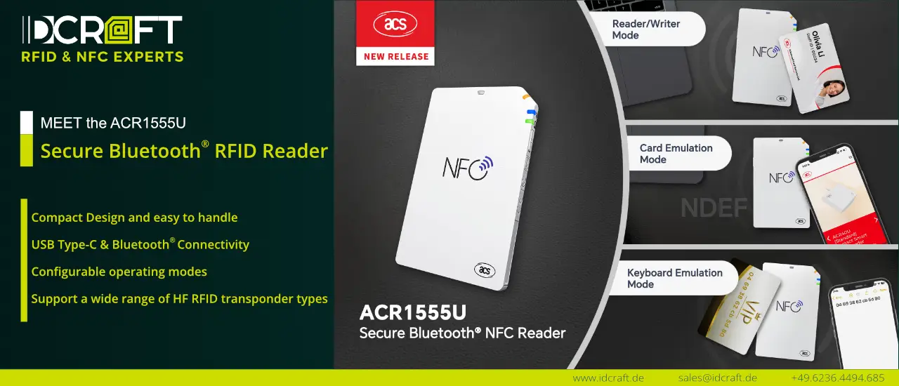 ACR1555U Bluetooth® RFID Reader für mobile HF | NFC - RFID Anwendungen